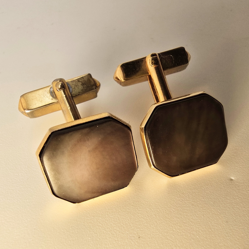 Gold and Abalone Shell Cufflinks